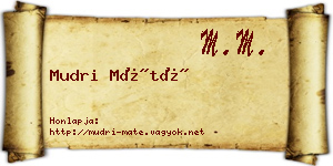 Mudri Máté névjegykártya