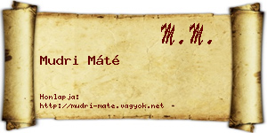 Mudri Máté névjegykártya